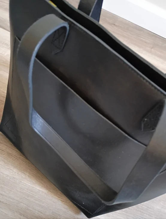 Madewell Classic True Black Leather The Medium Transport Tote Travel Minimalist - Picture 11 of 14